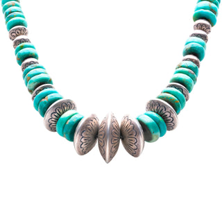 Royston Turquoise with Navajo Saucer Beads | Navajo Handmade