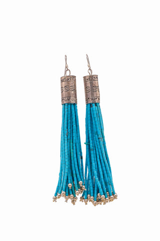 Kingman Turquoise Beaded Earrings | Archuleta Family
