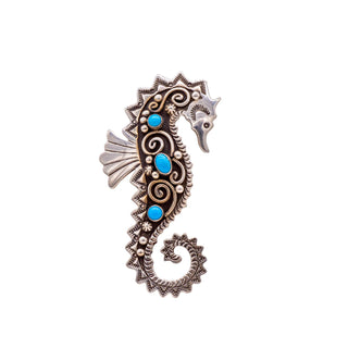 Sleeping Beauty Turquoise Seahorse Pendant/Pin | Lee Charley