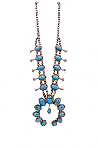Kingman Turquoise Squash Blossom Necklace | Jimmy Lee