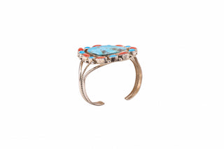 Coral & Kingman Turquoise Bracelet | Ray Silver