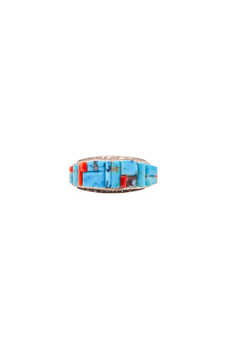 Coral & Kingman Turquoise Inlay Ring | Lester James