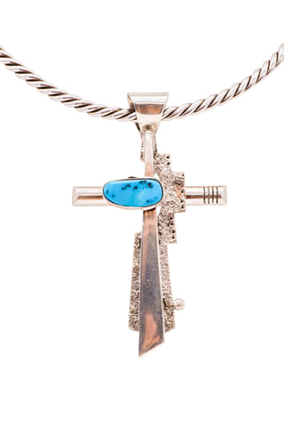 Kingman Turquoise Cross Pendant | L. Begay