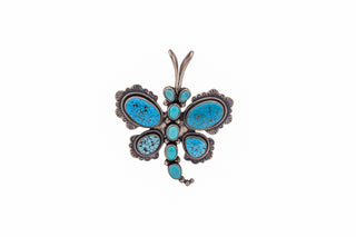 Kingman Spiderweb Turquoise Dragonfly Pendant | Navajo Handmade