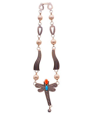 Coral & Sleeping Beauty Turquoise Dragonfly Necklace | Jack Tom