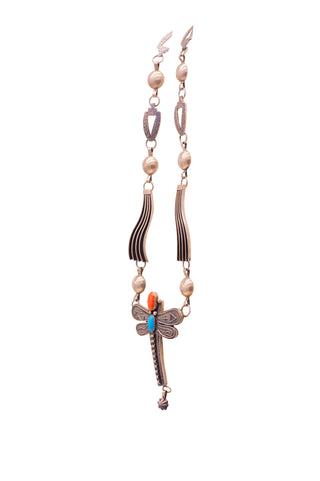 Coral & Sleeping Beauty Turquoise Dragonfly Necklace | Jack Tom