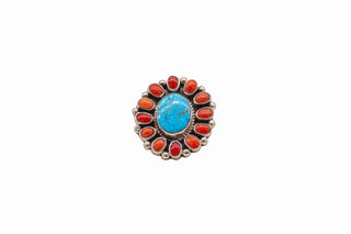 Coral & Kingman Turquoise Ring | Maynard Garcia