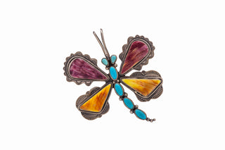 Spiny Oyster & Kingman Turquoise Dragonfly Pendant | Artisan Handmade