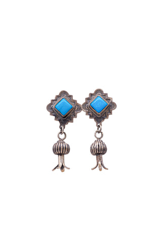 Kingman Turquoise Squash Blossom Earrings | Leo Feeney