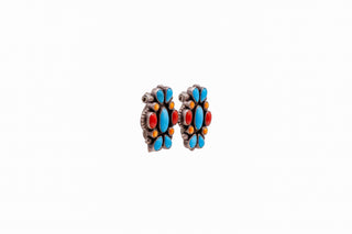 Turquoise, Coral & Spiny Oyster Shell Earrings | Artisan Handmade
